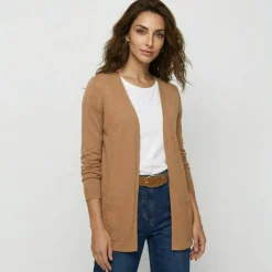 Gilet porter ouvert, maille toucher doux