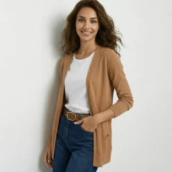 Gilet porter ouvert, maille toucher doux