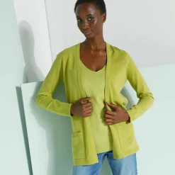 Gilet porter ouvert, maille toucher doux