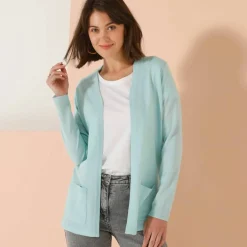 Gilet porter ouvert, maille toucher doux