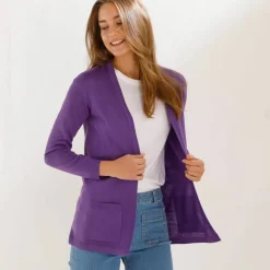 Gilet porter ouvert, maille toucher doux
