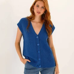 Gilet sans manches boutonné