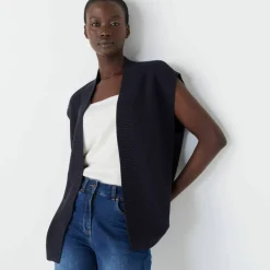Gilet sans manches, maille fantaisie