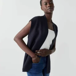 Gilet sans manches, maille fantaisie