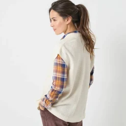 Gilet sans manches, maille fantaisie