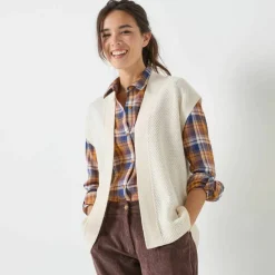 Gilet sans manches, maille fantaisie