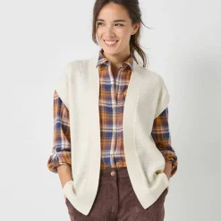 Gilet sans manches, maille fantaisie