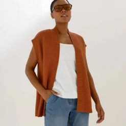 Gilet sans manches, maille fantaisie