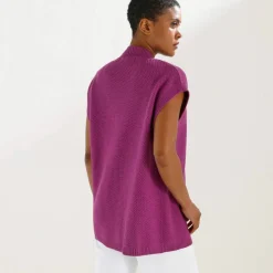 Gilet sans manches, maille fantaisie