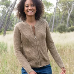 Gilet zippé, maille anglaise