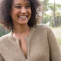 Gilet zippé, maille anglaise