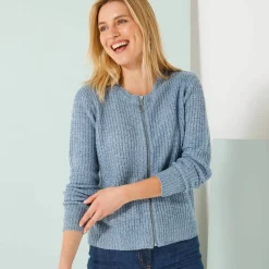 Gilet zippé, maille anglaise