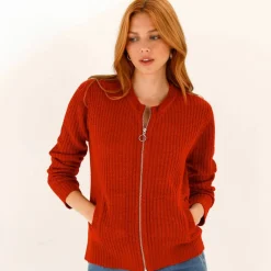 Gilet zippé, maille anglaise
