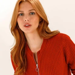 Gilet zippé, maille anglaise