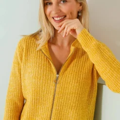 Gilet zippé, maille anglaise