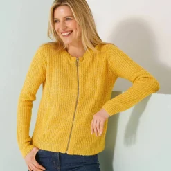 Gilet zippé, maille anglaise