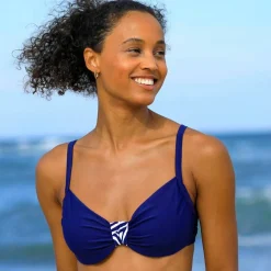Haut de maillot de bain avec armatures drapé uni