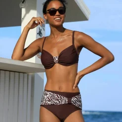 Haut de maillot de bain avec armatures drapé uni