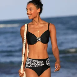 Haut de maillot de bain avec armatures drapé uni