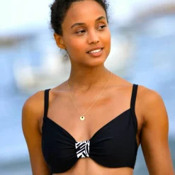 Haut de maillot de bain avec armatures drapé uni