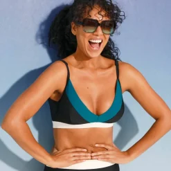 Haut de maillot de bain colorblock - coques fixes