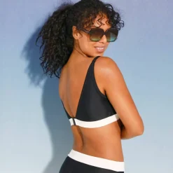 Haut de maillot de bain colorblock - coques fixes