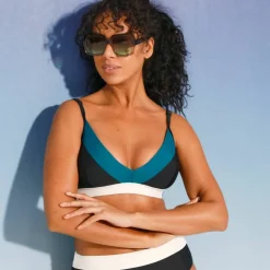 Haut de maillot de bain colorblock - coques fixes