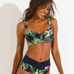 Haut de maillot de bain imprimé Banna avec armatures flexibles - forme minimiseur