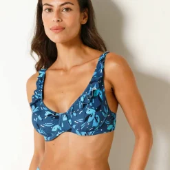 Haut de maillot de bain volanté forme foulard Lokia - avec armatures flexibles