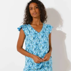 Haut de pyjama manches courtes imprimé fleuri