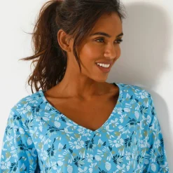Haut de pyjama manches longues imprimé fleuri