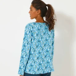 Haut de pyjama manches longues imprimé fleuri
