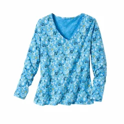 Haut de pyjama manches longues imprimé fleuri