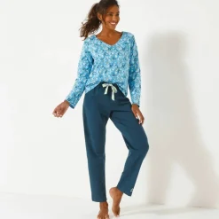 Haut de pyjama manches longues imprimé fleuri