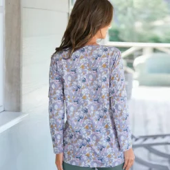 Haut de pyjama manches longues imprimé fleuri