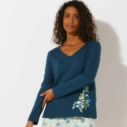 Haut de pyjama manches longues imprimé placé