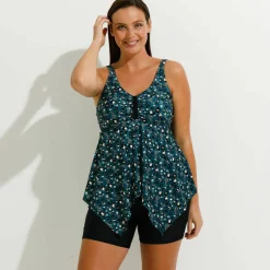 Haut de tankini imprimé asymétrique