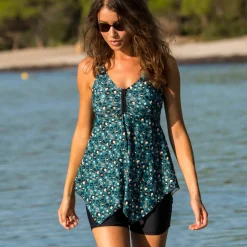 Haut de tankini imprimé asymétrique