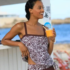 Haut de tankini imprimé zèbre