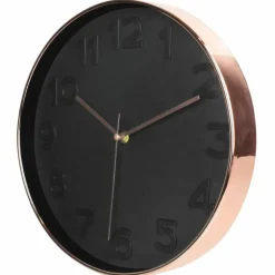 Horloge ronde, métal cuivré