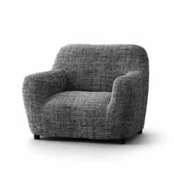Housse bi-extensible microfibre effet faux uni pour fauteuil et canapé