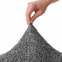 Housse bi-extensible microfibre effet faux uni pour fauteuil et canapé