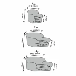 Housse bi-extensible microfibre gaufrée graphique pour fauteuil et canapé