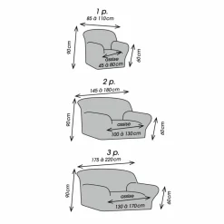 Housse bi-extensible microfibre gaufrée graphique pour fauteuil et canapé