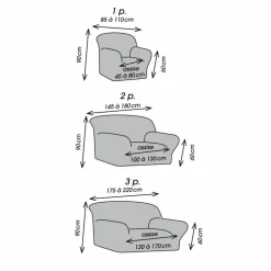 Housse bi-extensible microfibre gaufrée graphique pour fauteuil et canapé