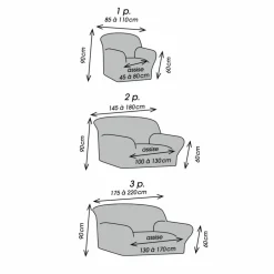 Housse bi-extensible microfibre gaufrée pour fauteuil et canapé