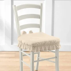 Housse chaise unie volantée coton bachette