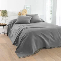 Housse coussin unie coton tissage artisanal - lot de 2