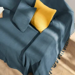 Housse coussin unie coton tissage artisanal - lot de 2