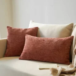 Housse de coussin unie tissage chenille - lot de 2